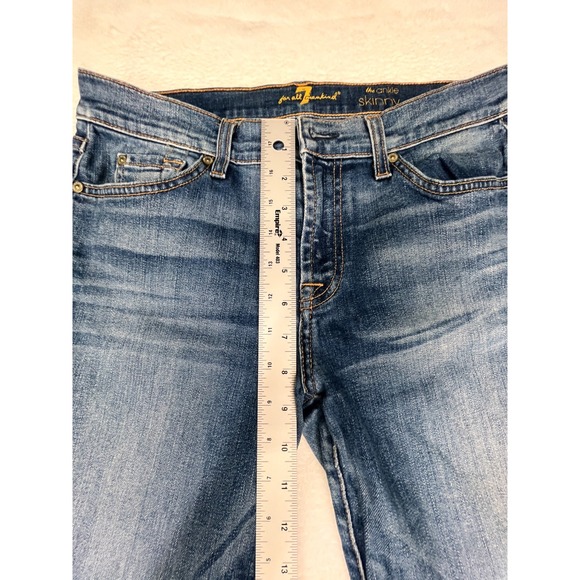 7 For All Mankind Jeans Womens size 29 The Ankle Skinny Dark Wash Blue Stretch - Picture 6 of 10